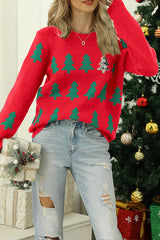 Christmas Print Crew Neck Long Sleeve Sweater