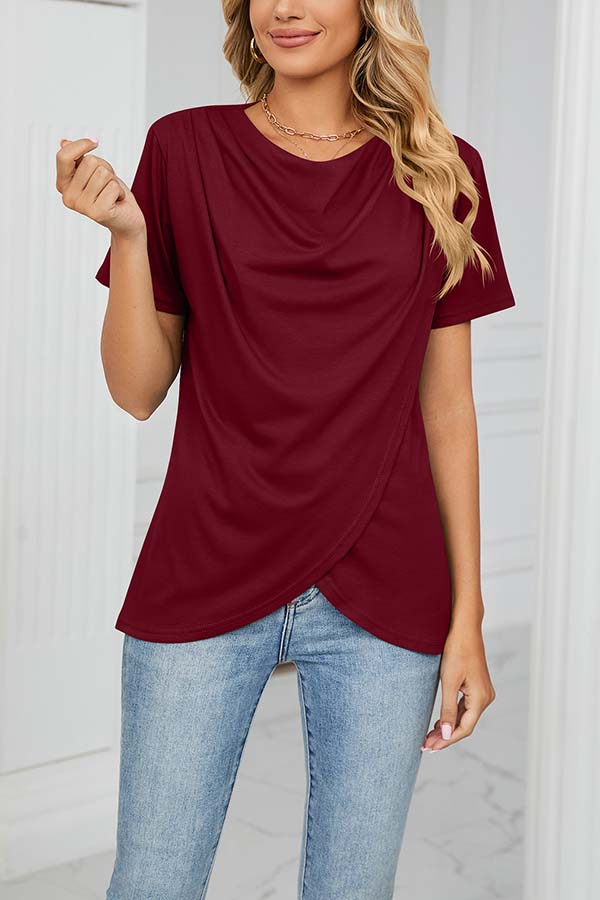 Something Casual Cowl Neck Wrap T-shirt