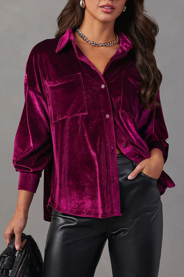 Buase Surprising Pocket Button Velvet Shirt