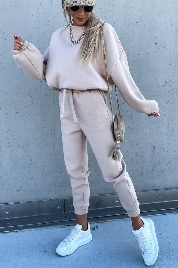 Worth It Sporty Style Solid Color Pants Suit