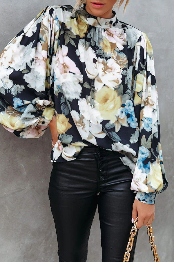 Find Your Peace Floral Gathered Sleeves Blouse