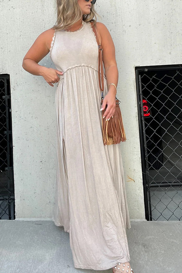 Slit Casual Simple Loose Maxi Dress