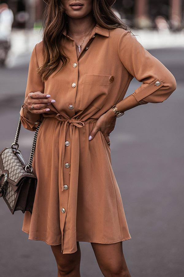 The City Pocketed Button Down Shirt Dress