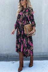 Avril Floral Printed Tiered Midi Dress