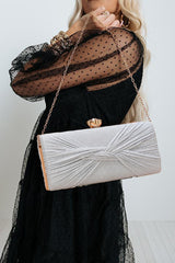 Pure Color Pleated PU Leather Banquet Bag