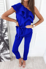 Dancing on Air One Shoulder Ruffle Jumpsuit