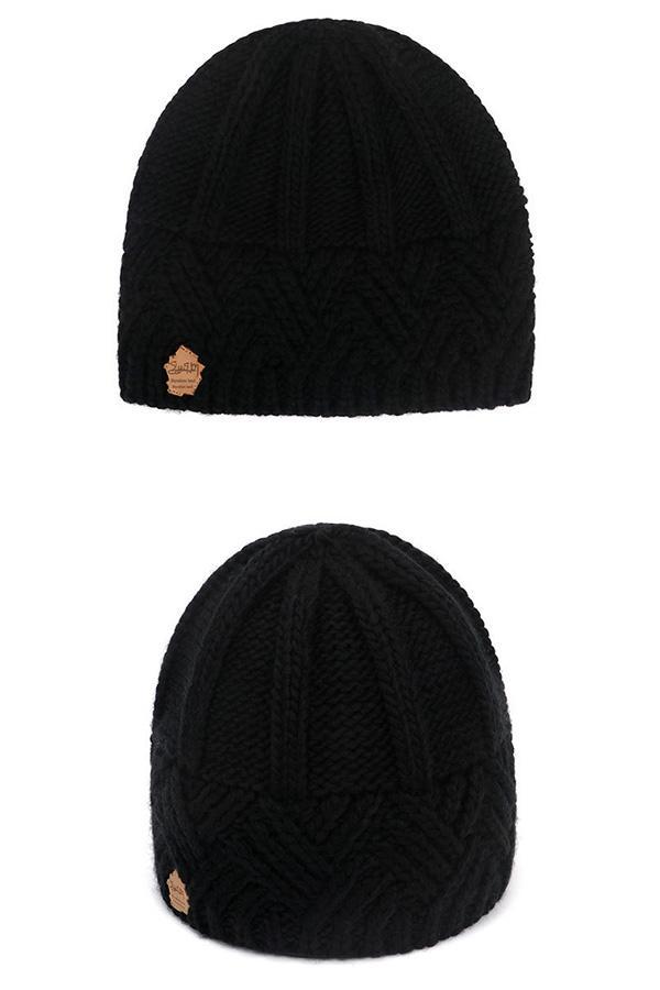 Retro style rhombus lattice thick needle wool knitted hat
