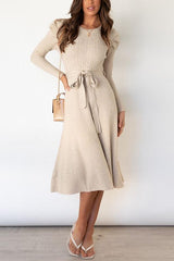 Bubble Long-sleeved Knitted Mid-length Dress