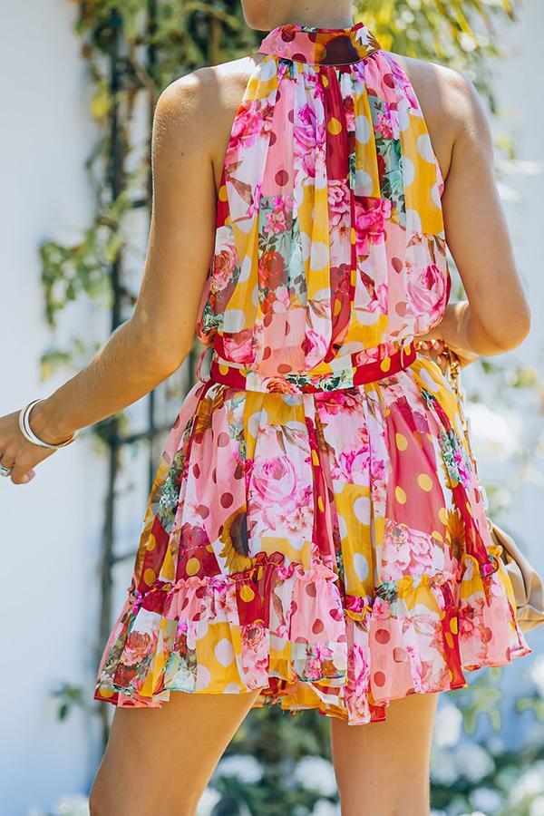 Chase The Sun Floral Print Belted Button Down Dress