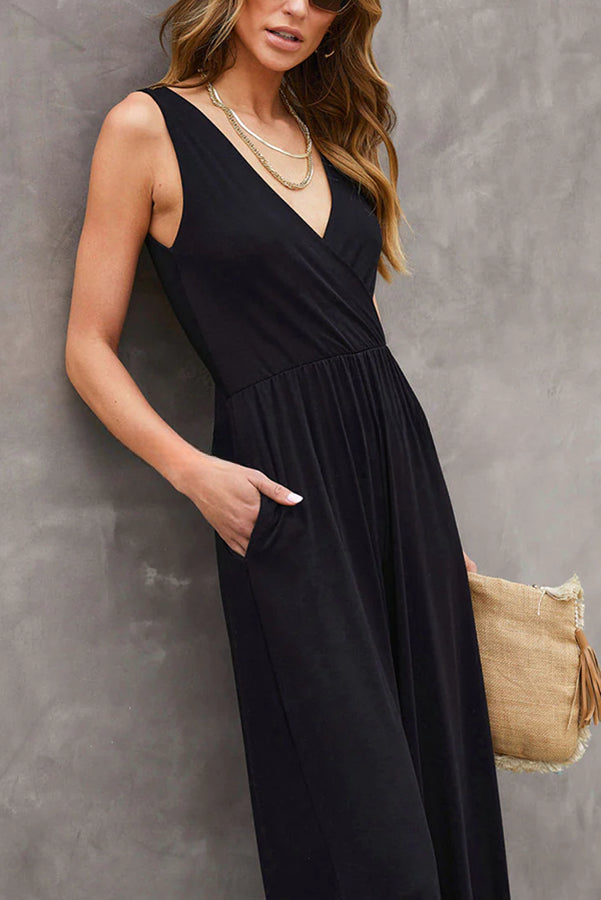 Daphne Pocketed Elastic Waist Wide Leg Jumpsuit