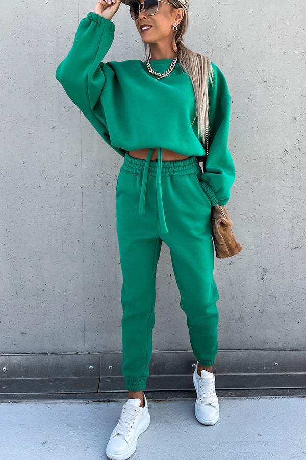 Worth It Sporty Style Solid Color Pants Suit