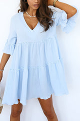 Coastal Caravan Linen Blend Babydoll Mini Dress