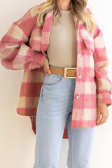 Trendy Plaid Large Pocket Single Breasted Long Sleeve Coat