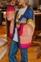 Cozy Daydream Handmade Chunky Knit Colorful Stripe Pattern Cardigan