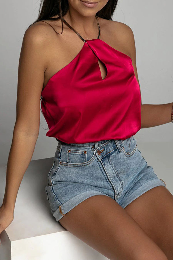 Wished for More Halter Neck Satin Top
