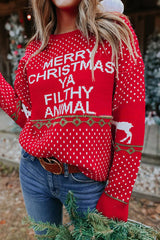 Merry Christmas Ya Filthy Animal Long Sleeve Pullover Sweater