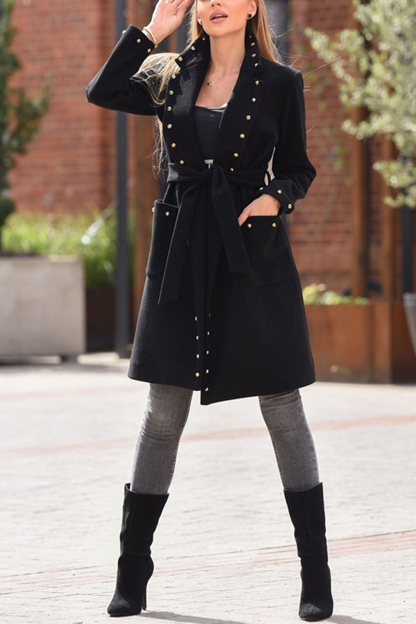 Rocky Mountain Studded Pocket Belted Midi Coat