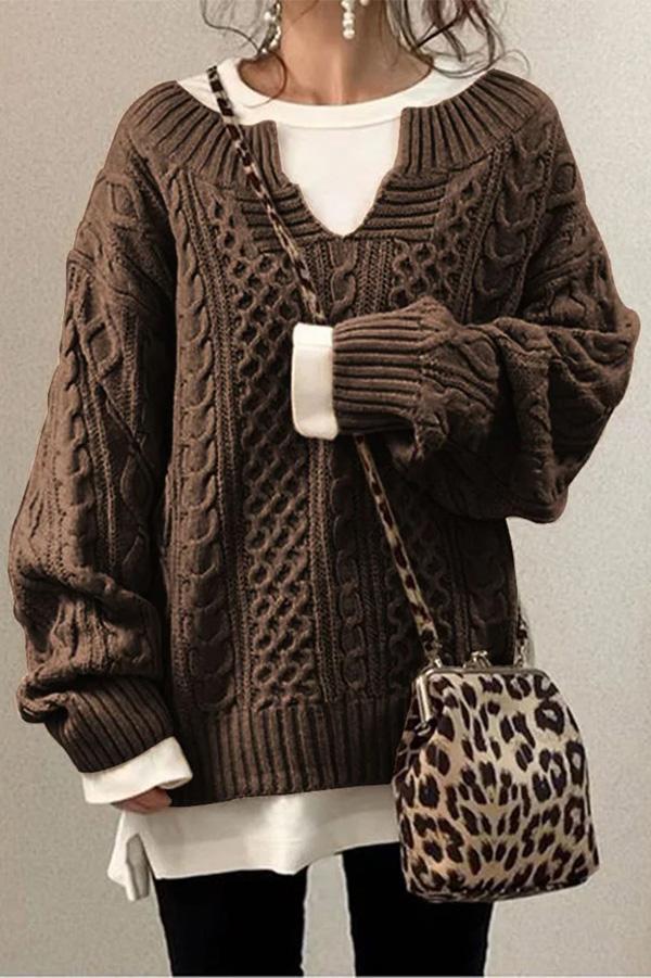 Linen Pattern Casual Knit Sweater