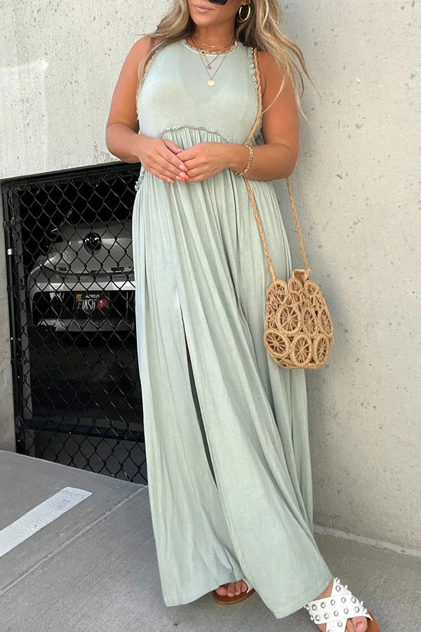 Slit Casual Simple Loose Maxi Dress