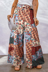 Moxy Bohemian Patchwork Drawstring Wide Leg Pants