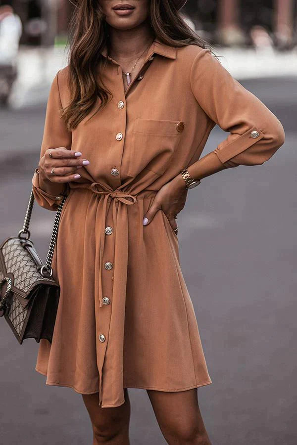 The City Pocketed Button Down Shirt Dress