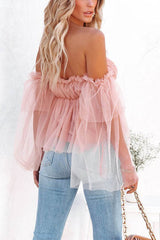 Viana Off The Shoulder Tulle Blouse