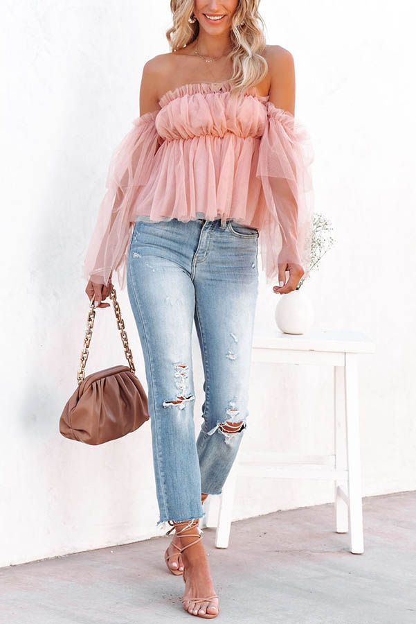 Viana Off The Shoulder Tulle Blouse