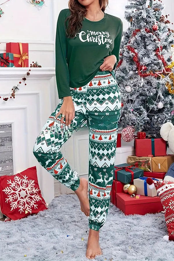 Christmas Is Calling Printed Elastic Waist Lounge Jogger Pajama Set