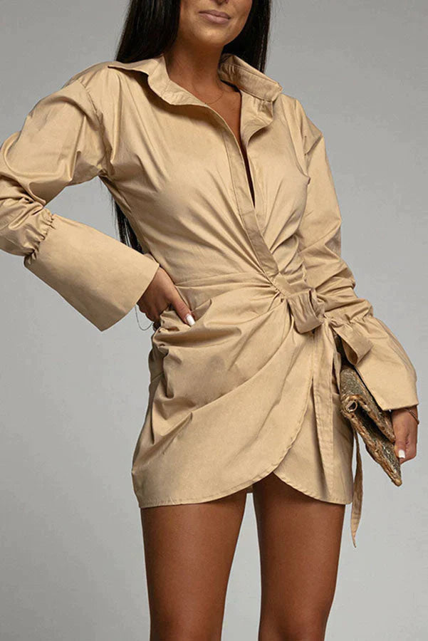 Loved By You Wrap Shirt Mini Dress