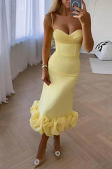 Chic Look Cloud Shaped Hem Solid Sleeveless Maxi Dress