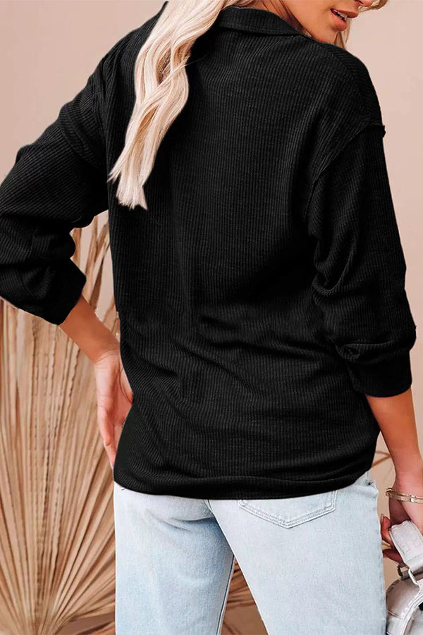 Casual Solid Color Long-sleeved Top Shirt