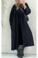 When The Snow Turn Pocket Oversized Duster Coat