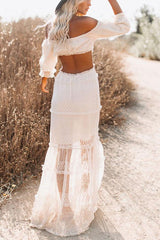 Enchant Dreams Off The Shoulder Tiered Cutout Maxi Dress