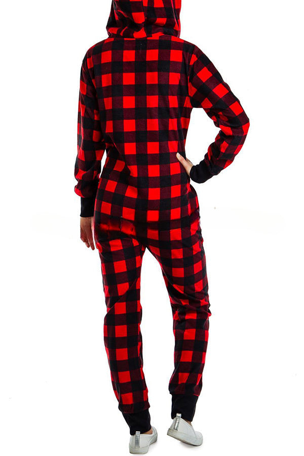 Loungewear-Overall mit Weihnachtsdruck, Reißverschlusstaschen und Kapuze