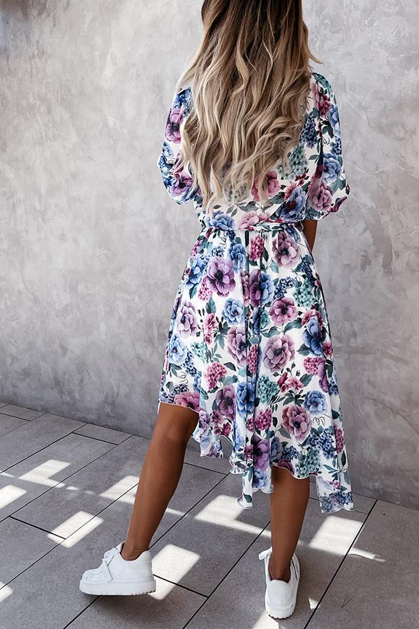 Forevermore Floral Irregular  Midi Dress