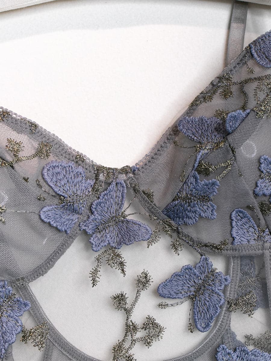Lace Up Butterfly Embroidery Teddy MSL013