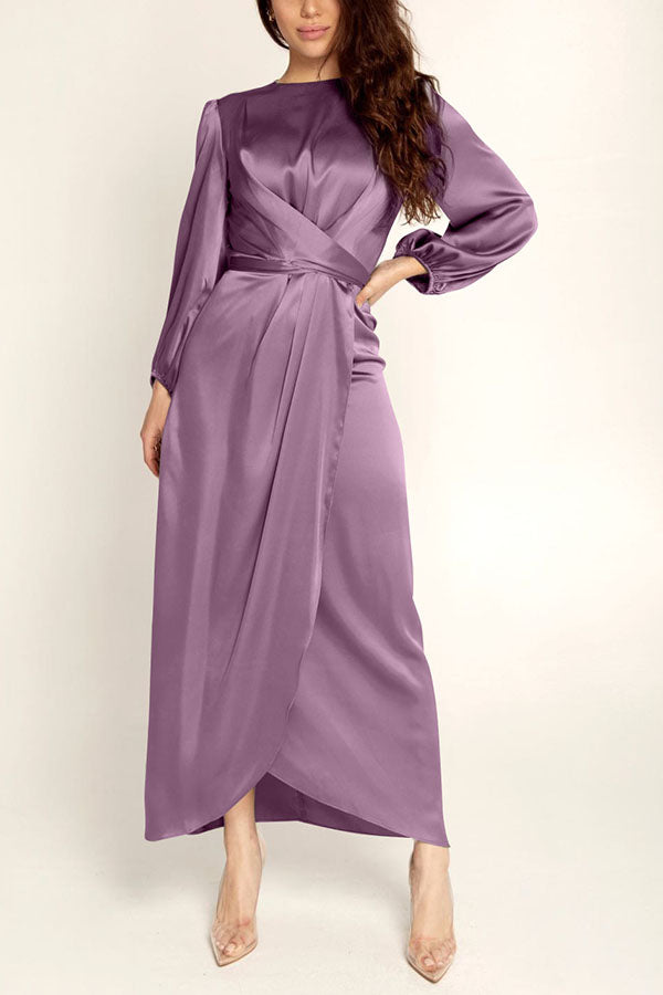 Beautiful Night Twist Waist Satin Maxi Dress