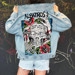 Halloween Print Long Sleeve Denim Jacket