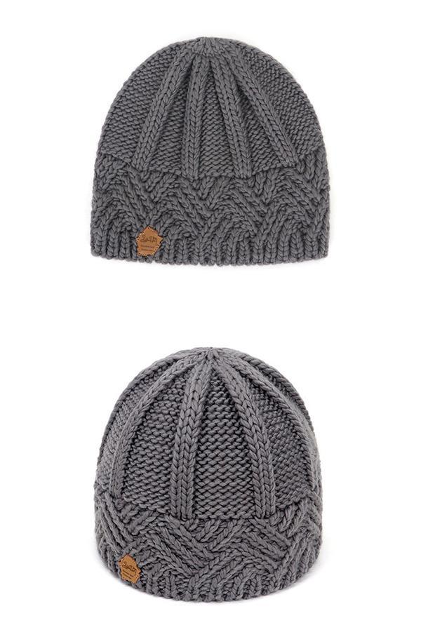 Retro style rhombus lattice thick needle wool knitted hat