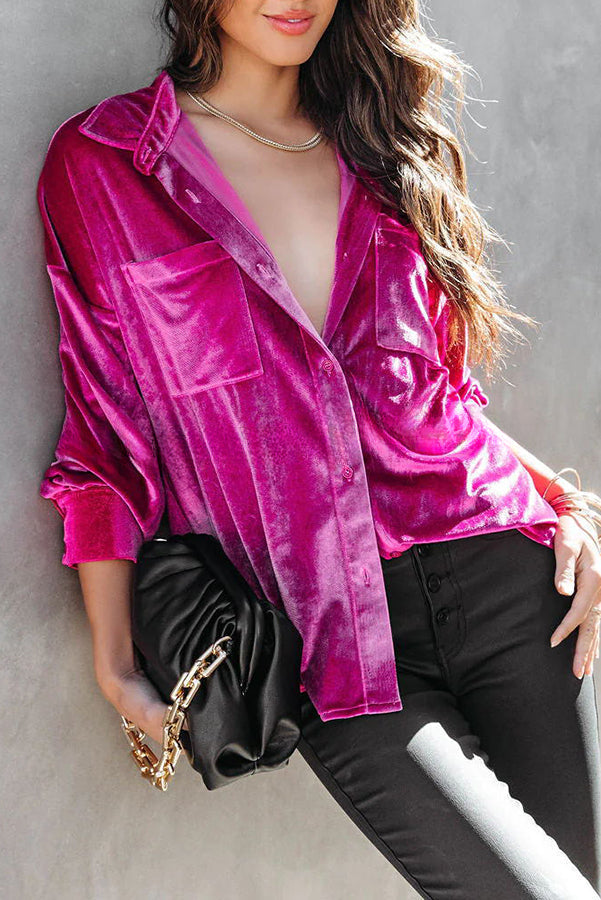 Buase Surprising Pocket Button Velvet Shirt