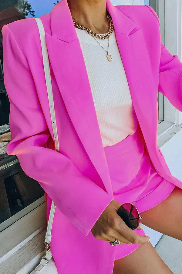 Standards Pocketed Bright Colour Blazer Shorts Suit