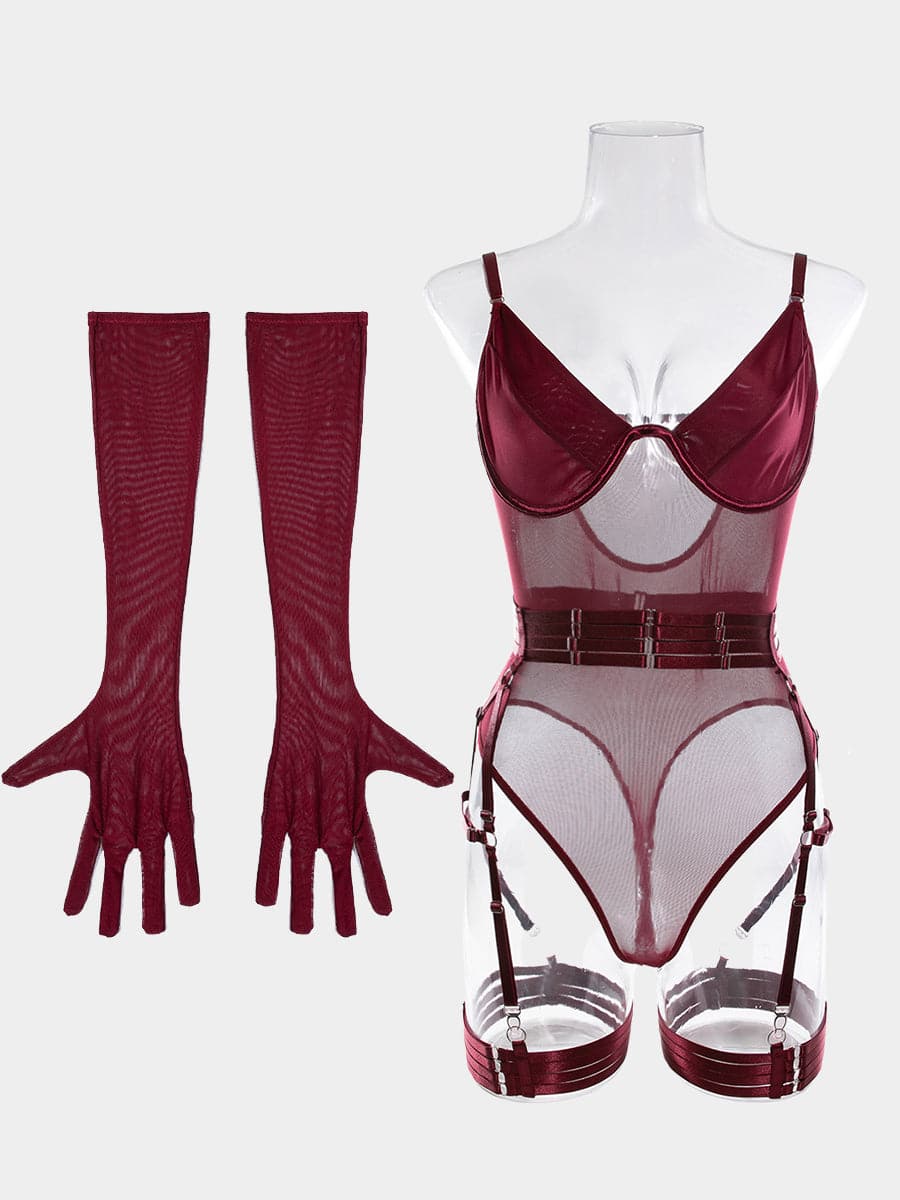 Bandage Burgundy Teddy 3 Piece Set MSL016