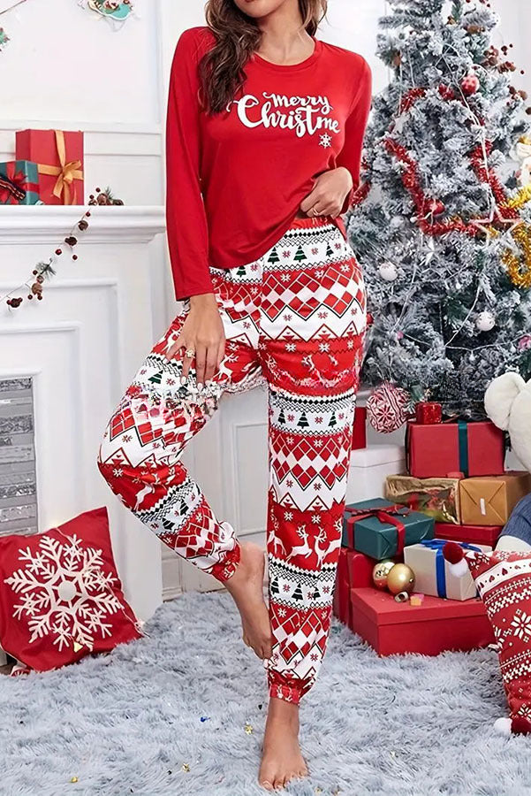 Christmas Is Calling Printed Elastic Waist Lounge Jogger Pajama Set