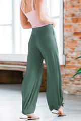 Solid Pockets High Slit Harem Pants