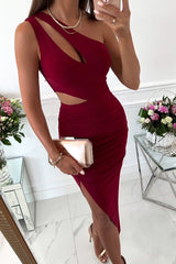 VIP Party One Shoulder Cutout Slit Dress