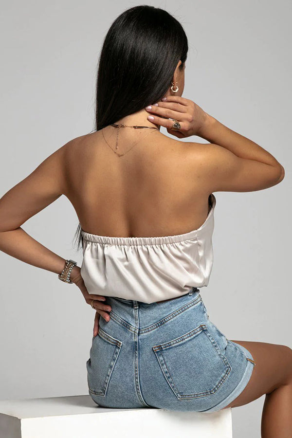 Wished for More Halter Neck Satin Top