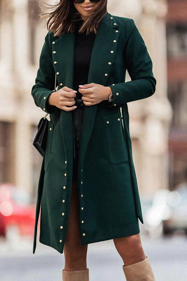 Rocky Mountain Studded Pocket Belted Midi Coat