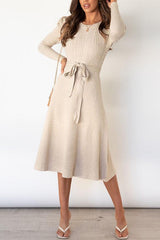 Bubble Long-sleeved Knitted Mid-length Dress