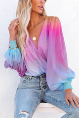 Taffy Gradient Tie Dye Drape Blouse