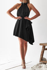 Elegant Halter Neck Ruffle Dress